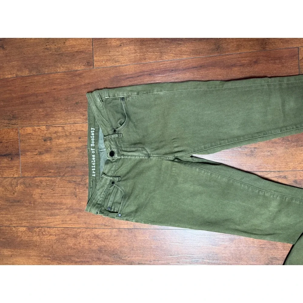 Articles of Society Skinny Sarah Raw Hem Jeans 26 Olive Green Excellent Denim